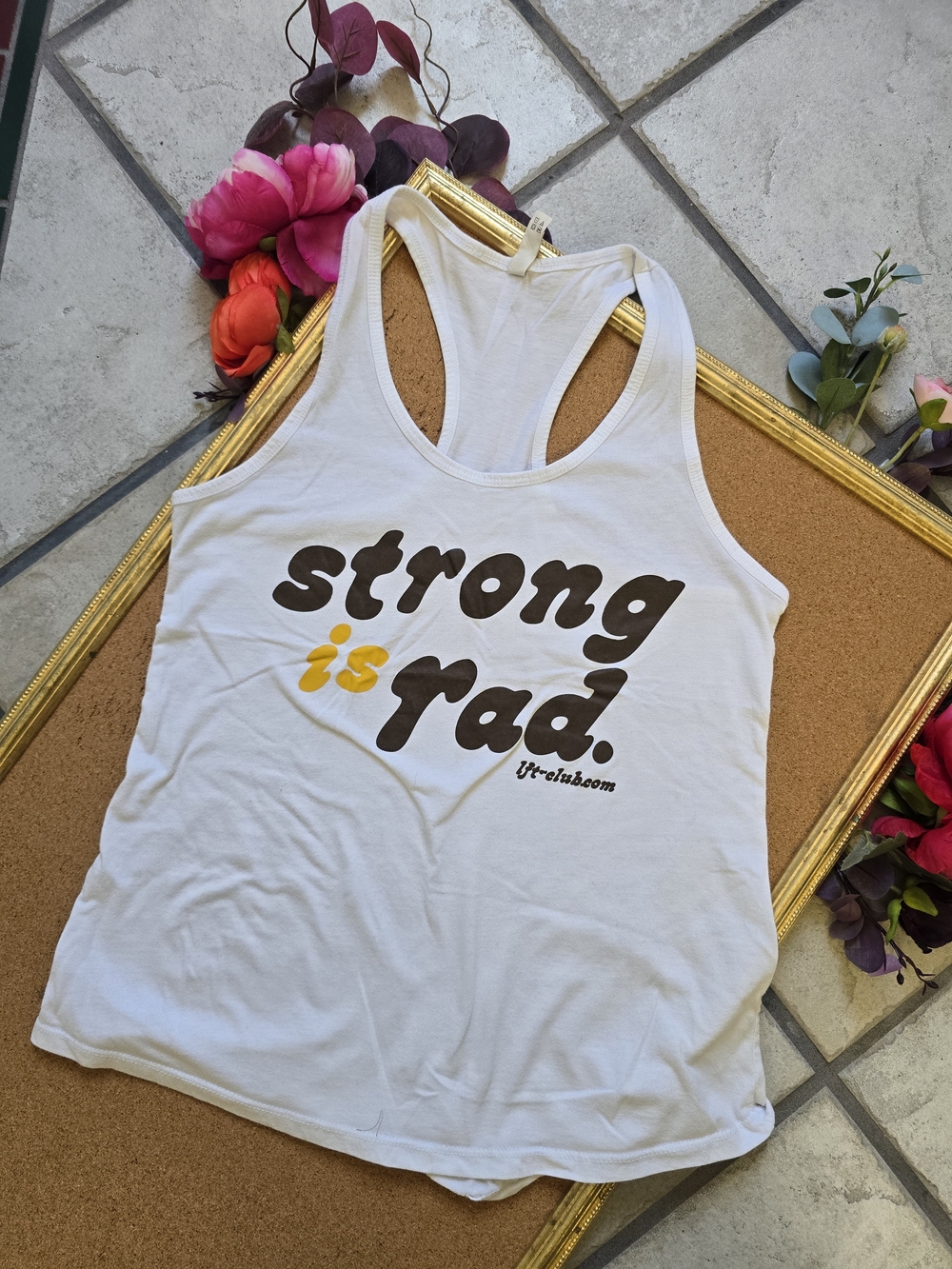 💪 2/$15 LFT Clothing Co. White Racerback Tank with Bold Graphic